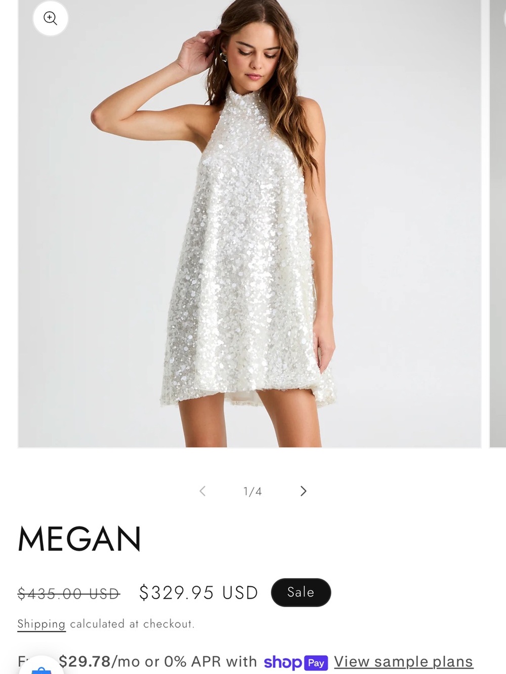 Megan Women's Backless Sequin Halter Dress in White